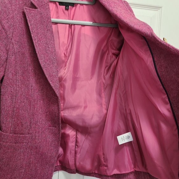 Talbots Pink Tweed‎ Blazer Gold Buttons Size 4 Career Wool Blend - Picture 6 of 14